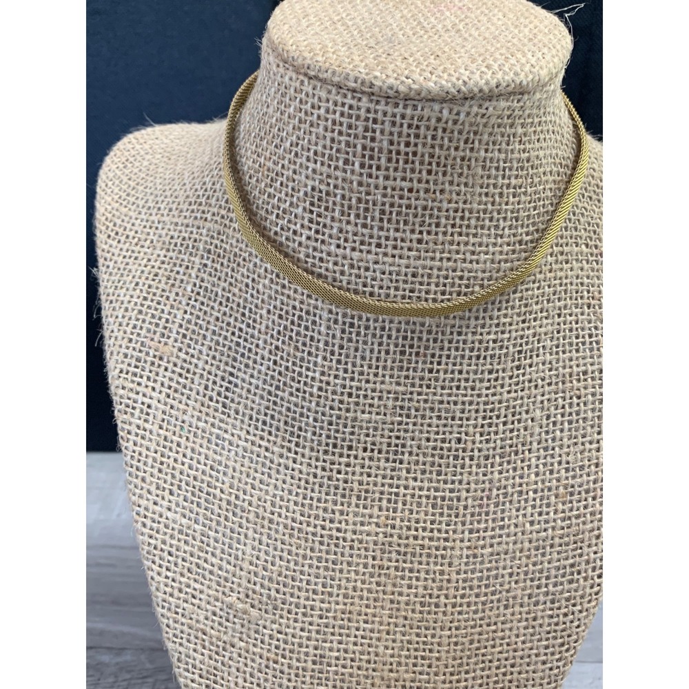 Vintage Gold Tone‎ Mesh Choker Necklace Adjustable Buckle Closure 12-14 Inch